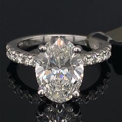 4.21 Ct Tw Oval Lab Created In 14kt Solid Gold With Natural Diamonds 