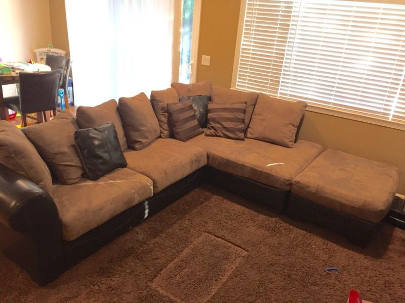RC Willey Two toned microfiber sectional sofa