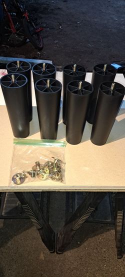 Black Plastic Furniture Legs Set of 8