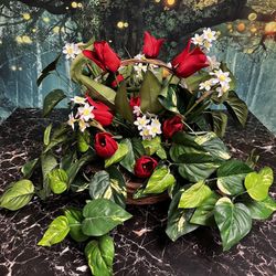 Large Beautiful Handmade Faux Flower & Plant Basket