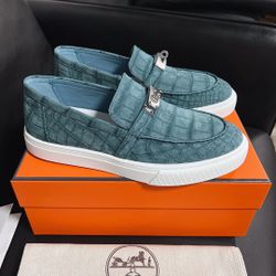 Customized frosted crocodile leather men's casual shoes