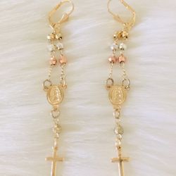 Earrings Religious  gold plated tricolor