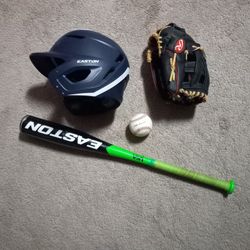 Easton Speed 27 Inch -10 Drop Barrel Bat,helmet, Glove And Little League Baseball 