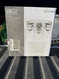 NEW DSI Lighting Delphi 13.25 in. 3-Light Brushed Nickel Flush Mount