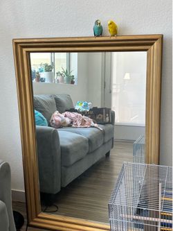 Vintage-Style Large Gold Framed Mirror – 33” x 47”