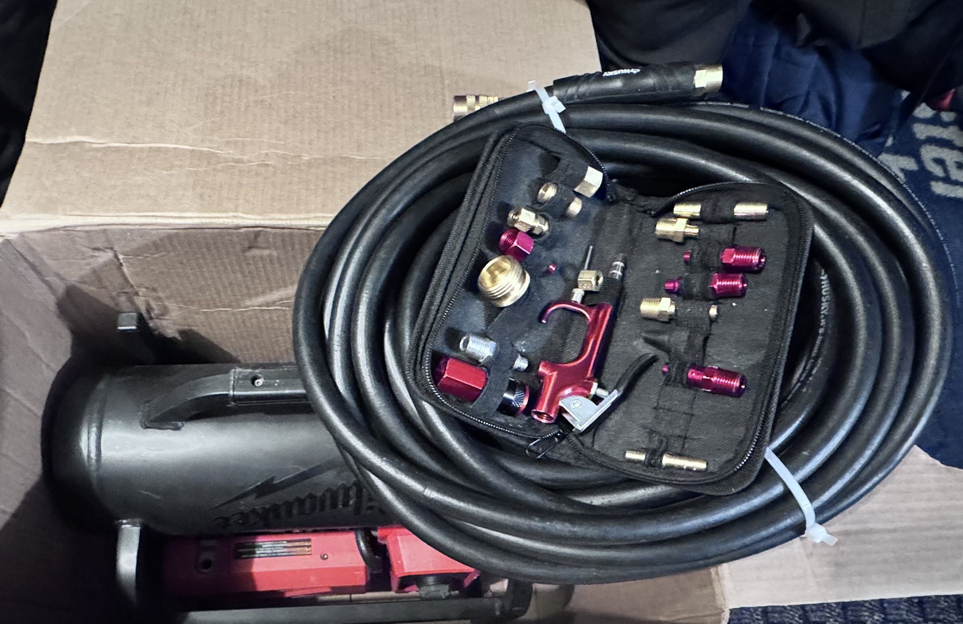 Milwaukee M18FUEL 2Gallon Quiet Air Compressor/W 100 Foot Hose And Attachments