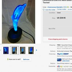 Vintage Lumisource Electric Neon Blue Dolphin Lamp