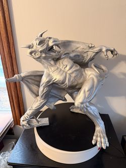 H Gaston the Gothic Gargoyle Climber Silver Gargoyle Garden Statue