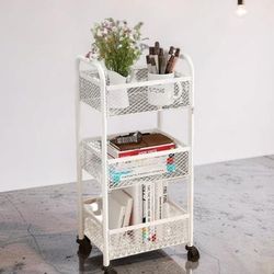 Metal kitchen trolley storage with three shelves