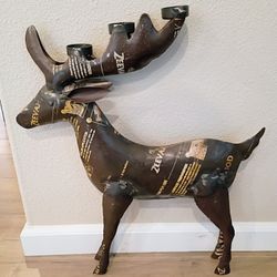 Metal Deer Reindeer Candle Holder Candelabra - 3 Candle Holder 23in tall x 19inch