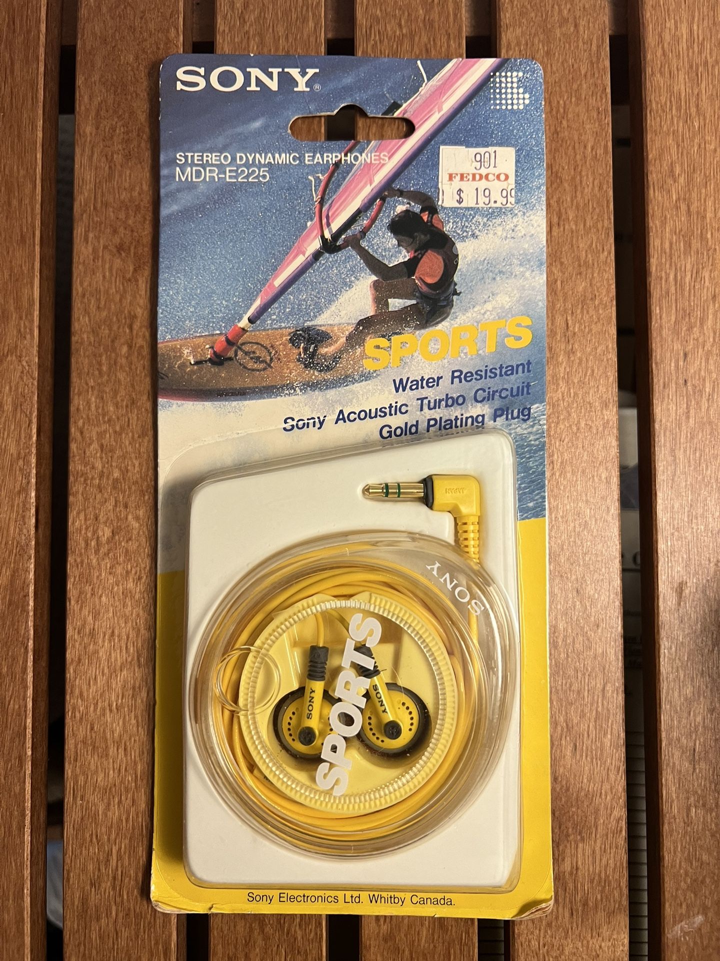 Vintage Sony Earphones Yellow Sports New In Packaging