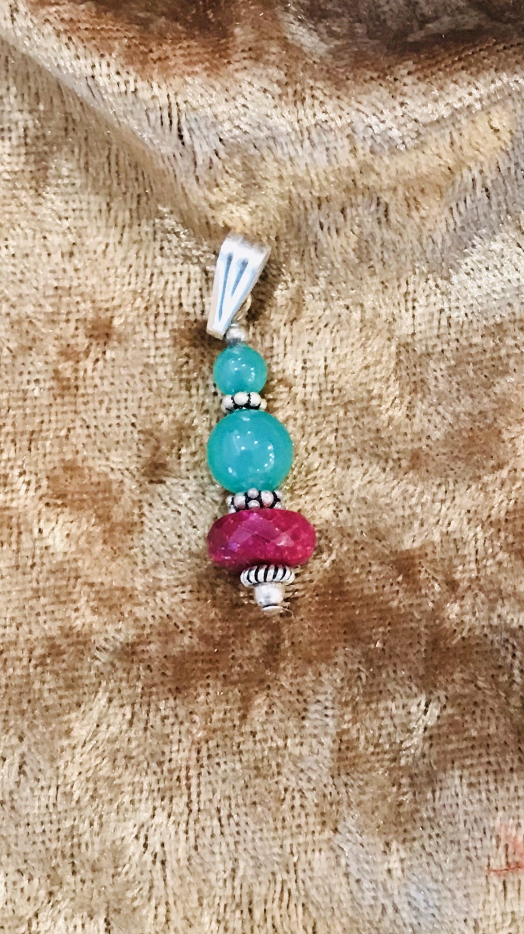 Chrysoprase and Ruby Pendant