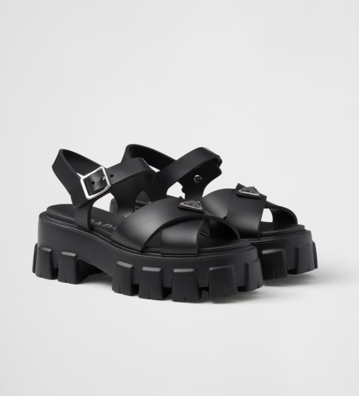 Prada Monolith rubber sandals Size 8 Or 38 Eu