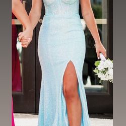 Sherri Hill Light Blue Prom Dress Size 0