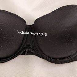 Womens Black Victoria Secret 34B Halter Top, Underwire, Padded Pushup Bra.You Can Add Straps 506721