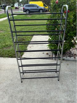 10-Tier Chrome and Black Shoe Rack