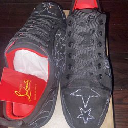 Christian Louboutin Giddy Viera Strass Sneakers Black Size 44 Us Size 11 Comes With Card And Bag !!!!!