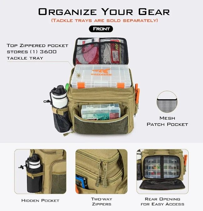 KastKing Fishing Tackle Bags - Saltwater & Freshwater Fishing Bags - Water Resistant, Padded Shoulder Strap - Gear Storage