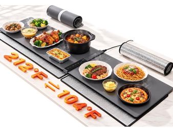 Warming Mat for Food 61"×15" Extra-Large| Independent Temperature Control Modular Food Warming Mat with 7 Temperature Level, 6 Timer Settings, Insulat