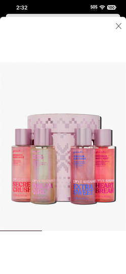 Pink shimmer body mists gift set
