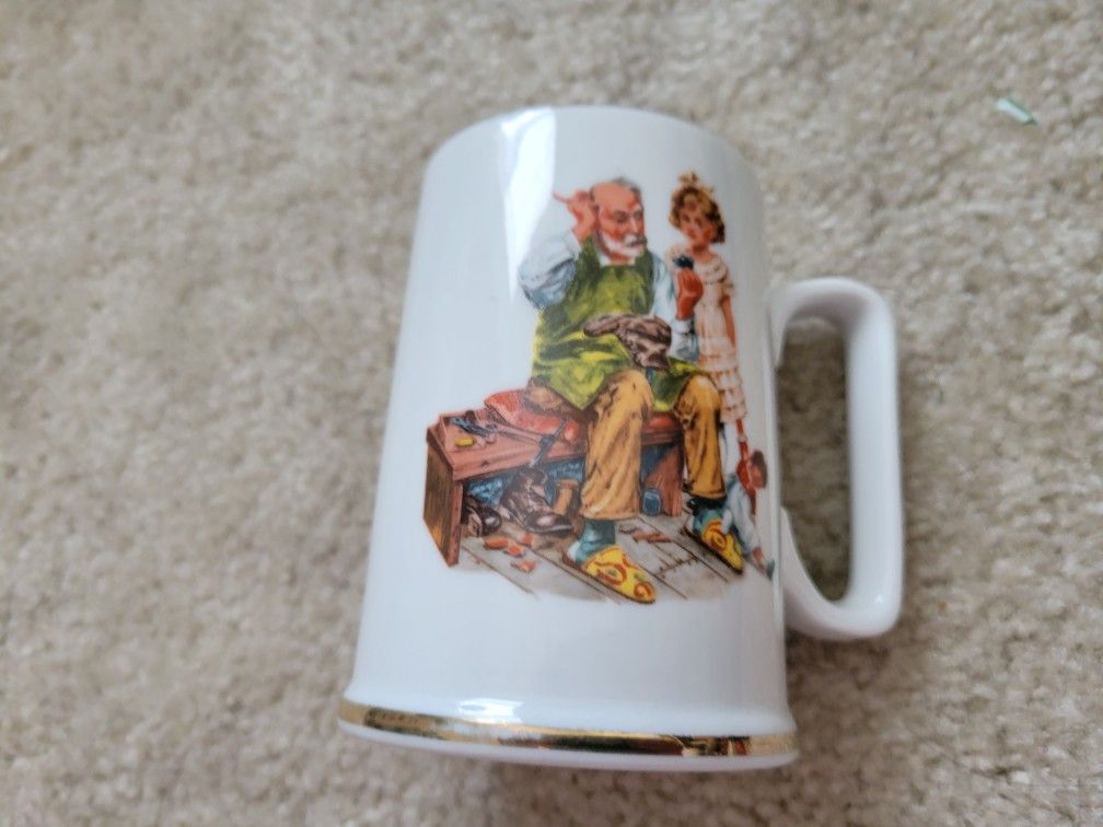 Set Of Four Norman Rockwell Mugs