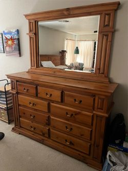 Wood Dresser with Mirror