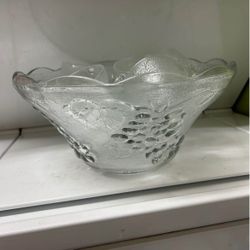 Vintage Harvest Embossed Grape and Leaf Punch Bowl