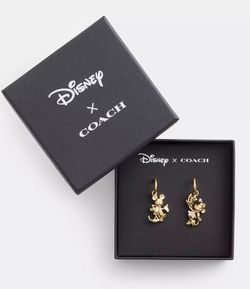 Disney X Coach Holiday Mickey & Minnie Mouse Mismatch Earrings CO485 NIB