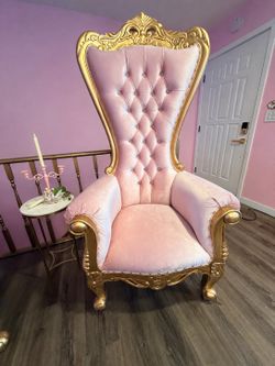 NEW Pink & Gold Princess Throne Chair