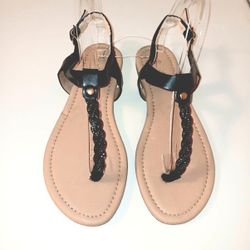Women's Trendy Summer Shiny Rhinestone Sandals Flat Slippers Shoes Lightweight