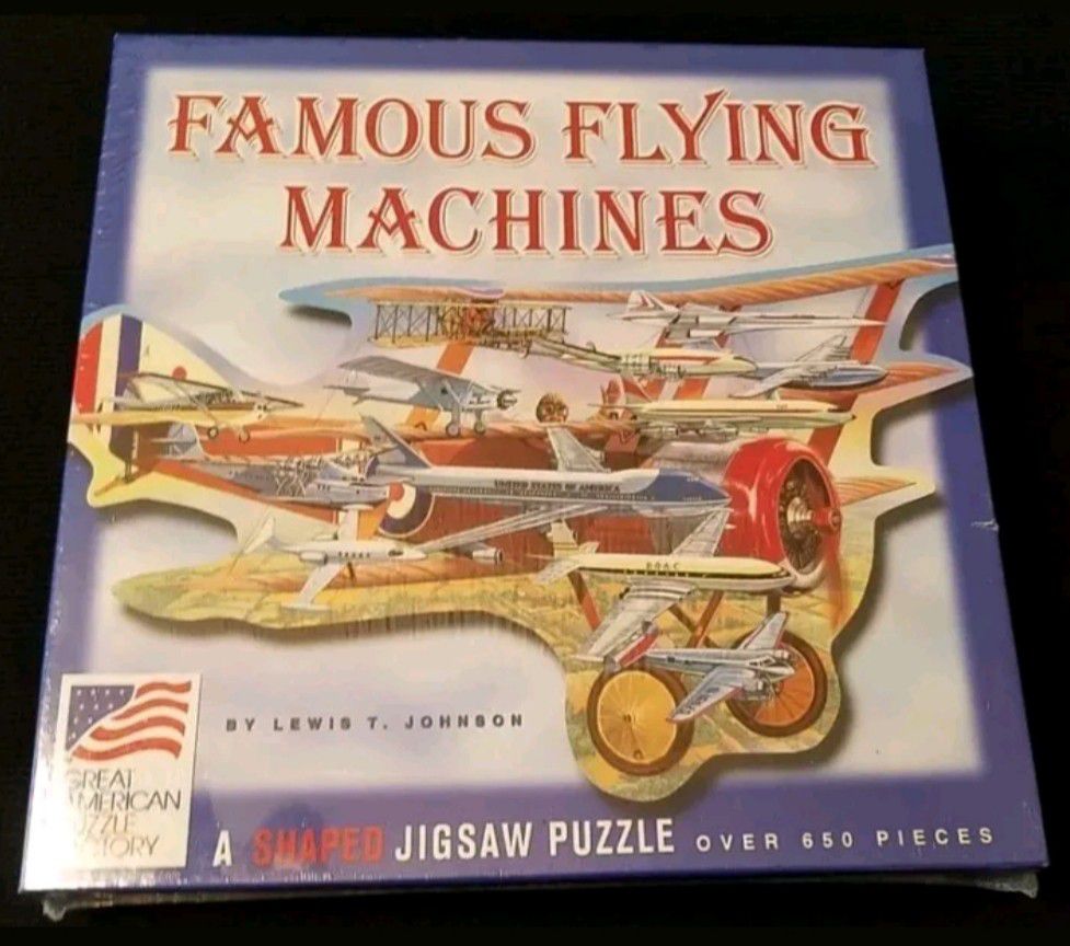 NEW! 2003 FAMOUS FLYING MACHINES A Shaped Jigsaw Puzzle 650pc Puzzle Lewis T. Johnson