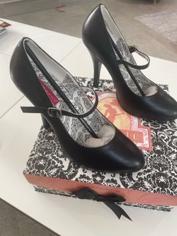 Bordello Black Mary Jane Stiletto NEW