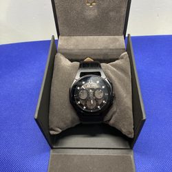 Bulova 98d152 - Men's CURV Chronograph Black Leather Strap Watch W/ BOX