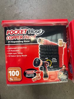 Copper pivot pocket hose 100ft