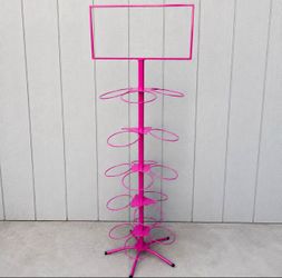 Boutique Store Stand | Full Metal Pink Retail Display Rack for Small Businesses w/ Sign Holder!