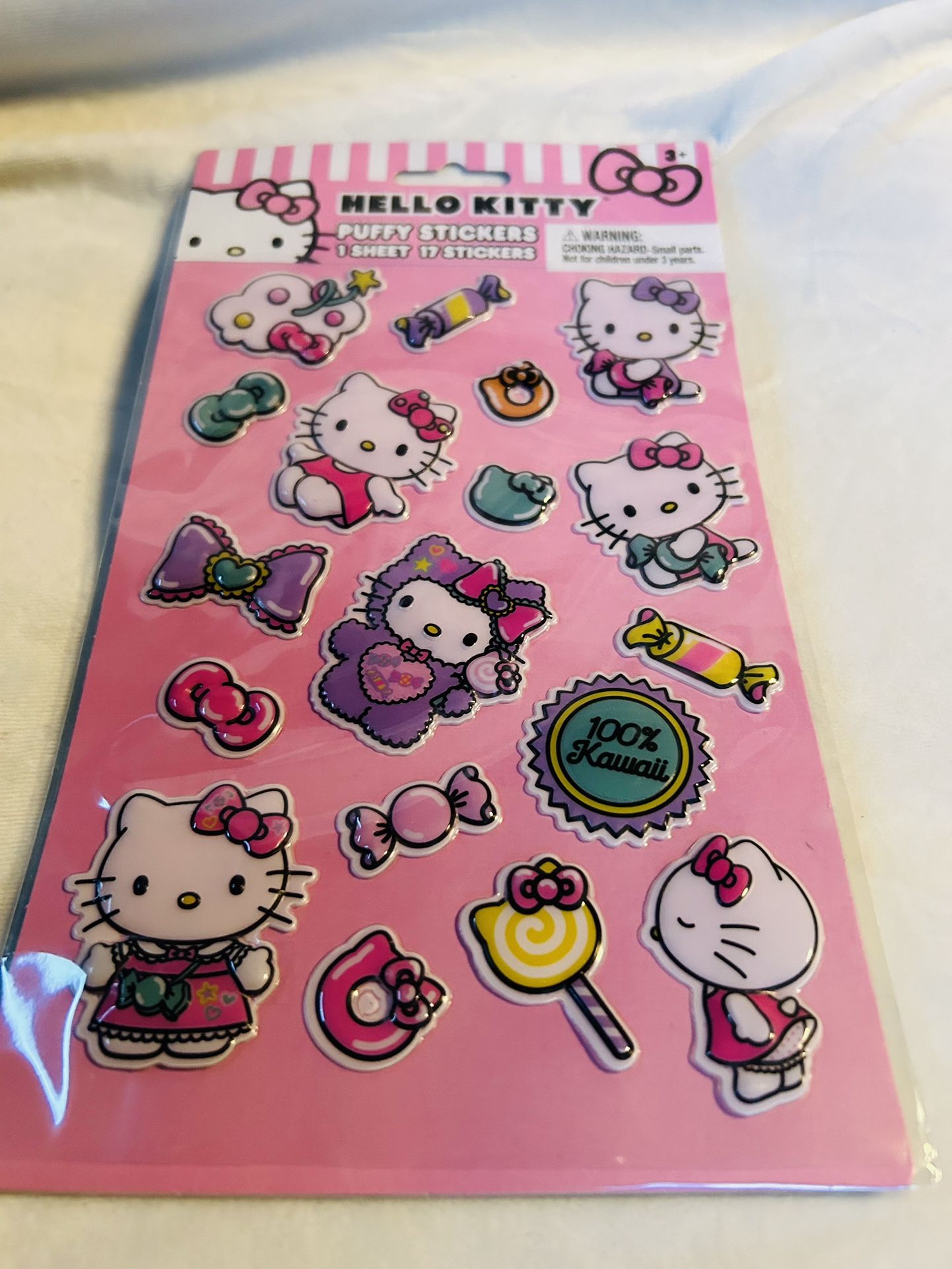 Hello Miss Kitty Puffy Stickers  1 Sheet 17 Stickers 