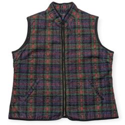 Tabi Plaid Sparkle Grandmacore Christmas Vest Large Woman Corduroy