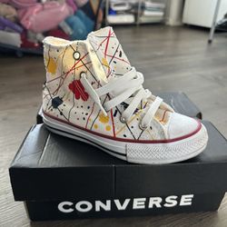 Converse High Tops – Girls White w/ Colorful Spots