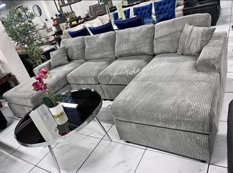 New grey sectional sofa with double chaise