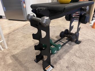 Dumbbell Storage Bench With Dumbbells