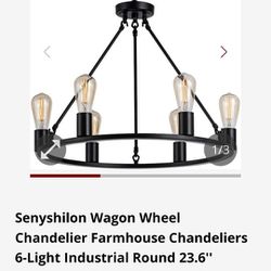 Farm Style Wagon Wheel Chandelier 