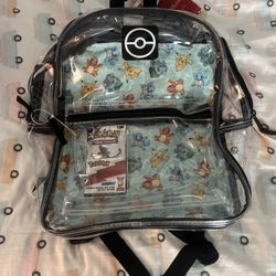 Pokemon transparent Backpack Pikachu & Gen 1 Starters Kids W/Promo Sealed Pack