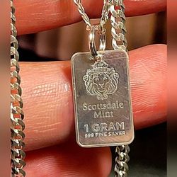 1g - Scottsdale Mint 999 Silver Pendant / w 925 Silver 