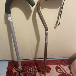 2 Adjustable Height Walking Canes, Good Clean Condition