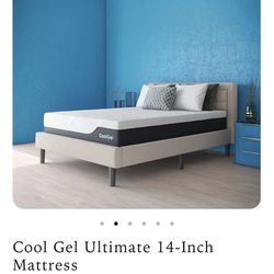 Cool Gel 14” Queen Foam Mattress and Ashley Furniture Zelen Queen Panel Bed