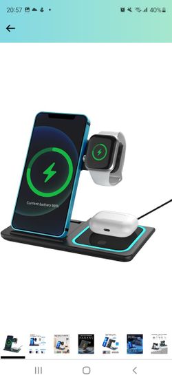 Foldable Wireless Charger, DOODA 3-in-1 Fast Wireless Charging Station

