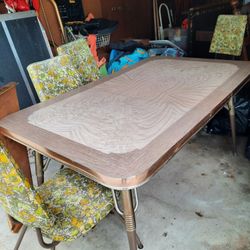 1960s Dining Table Plus Extension Leaves And 4 Chairs