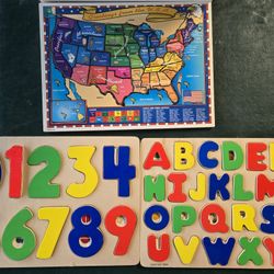 Battat 1999 Set Of 3 Wooden Puzzles