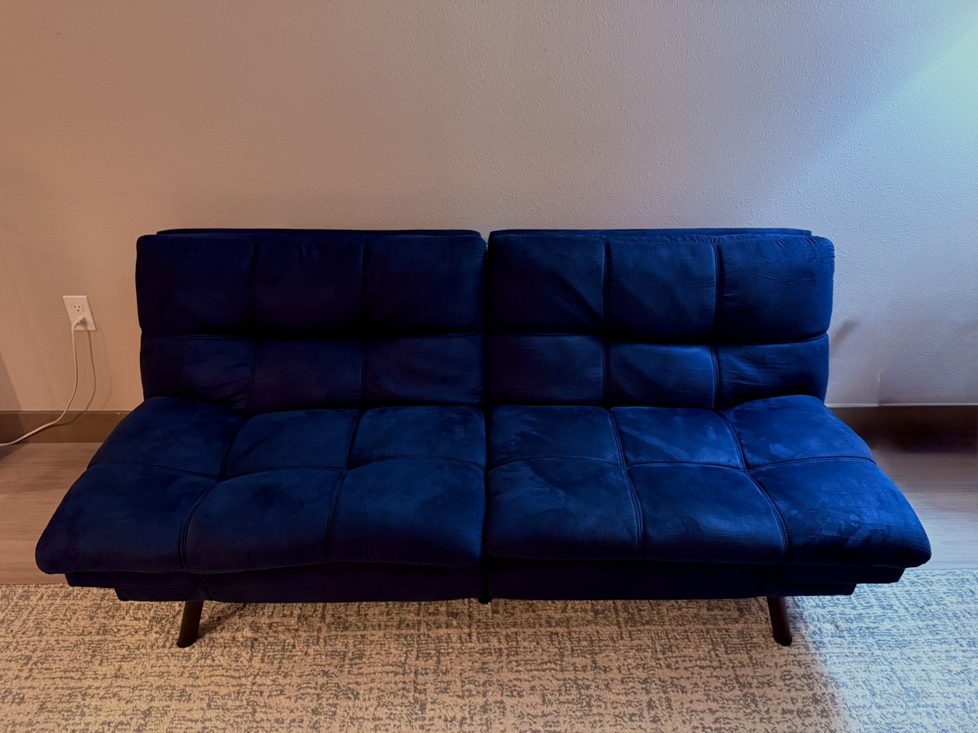 Mainstays Memory Foam Futon with 72in. x 34in. x 32in, Blue Faux Suede