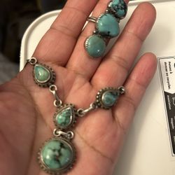 925 Silver Set Necklace And Ring 